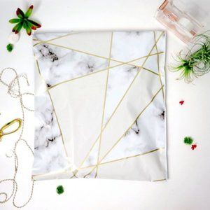 100 Count White Marble 10 x 13 Self Seal Printed Poly Mailers